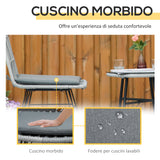 easycomfort set mobili da giardino 3 pezzi con tavolino e sedie in rattan pe poilestere e acciaio per esterni grigio