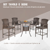 easycomfort easycomfort set 5 pezzi tavolino e 4 sedie alte in rattan sintetico e acciaio