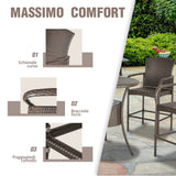 easycomfort easycomfort set 5 pezzi tavolino e 4 sedie alte in rattan sintetico e acciaio