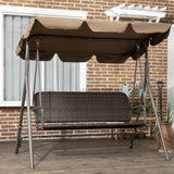 easycomfort dondolo da giardino 3 posti con tettuccio regolabile in rattan pe e acciaio 167x112x153cm