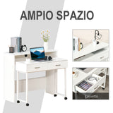 easycomfort easycomfort tavolo scrivania salvaspazio per camera e ufficio scrivania con cassetti e ruote postazione di lavoro doppia o singola 100x36x88cm bianco