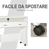 easycomfort easycomfort tavolo scrivania salvaspazio per camera e ufficio scrivania con cassetti e ruote postazione di lavoro doppia o singola 100x36x88cm bianco