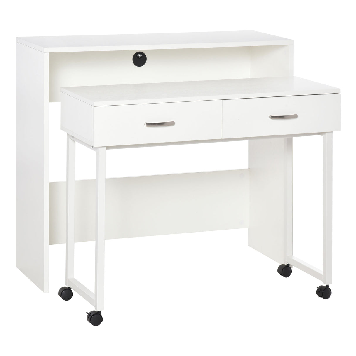 easycomfort easycomfort tavolo scrivania salvaspazio per camera e ufficio scrivania con cassetti e ruote postazione di lavoro doppia o singola 100x36x88cm bianco