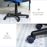 easycomfort sedia da gaming poltrona da ufficio girevole con ruote in similpelle nera blu