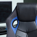 easycomfort sedia da gaming poltrona da ufficio girevole con ruote in similpelle nera blu