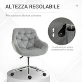 easycomfort easycomfort sedia da ufficio ergonomica girevole con altezza regolabile e ruote rivestimento in velluto grigio