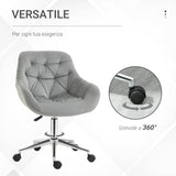 easycomfort easycomfort sedia da ufficio ergonomica girevole con altezza regolabile e ruote rivestimento in velluto grigio
