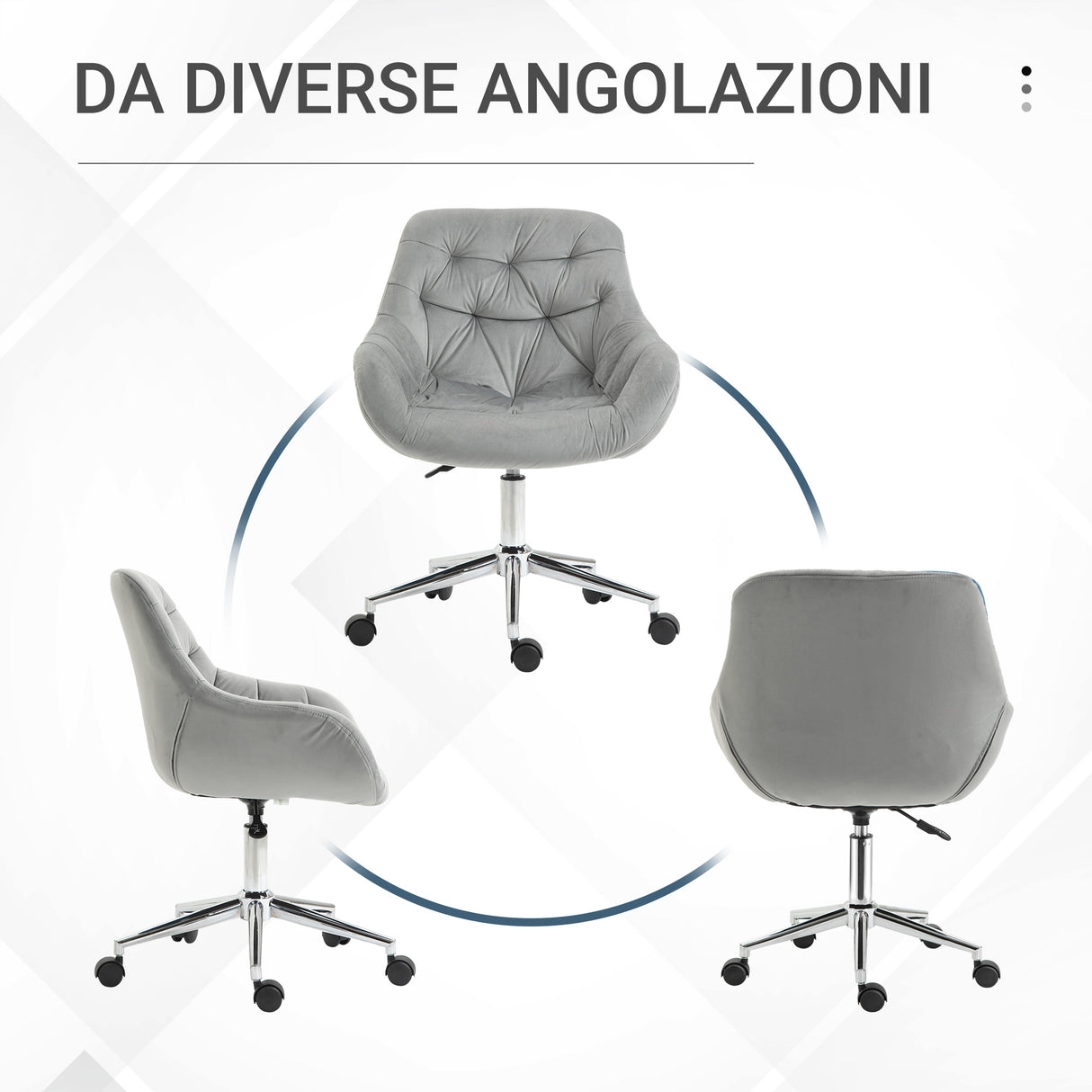 easycomfort easycomfort sedia da ufficio ergonomica girevole con altezza regolabile e ruote rivestimento in velluto grigio