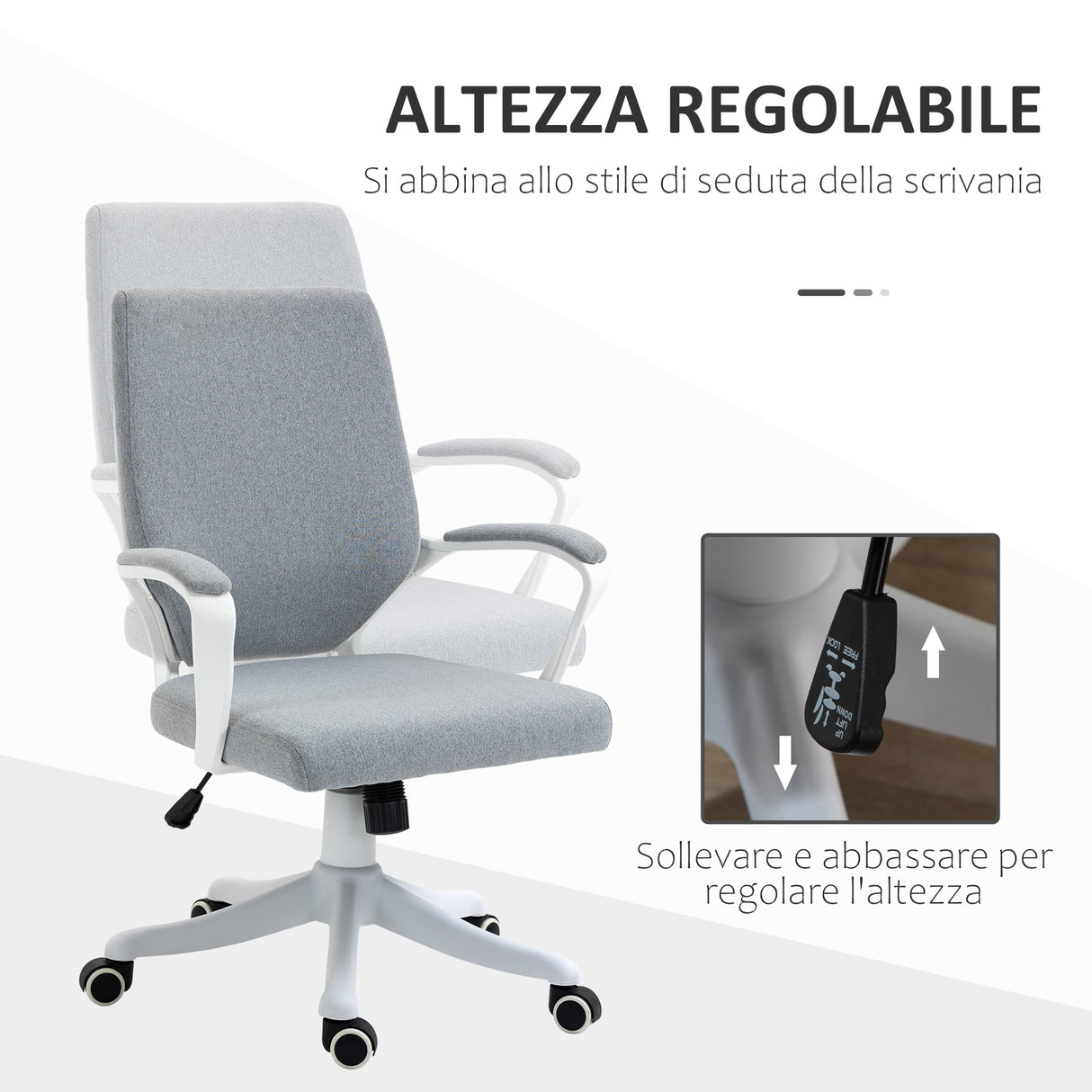 easycomfort easycomfort sedia da ufficio ergonomica altezza regolabile e funzione dondolo poltrona girevole con ruote 62x69x92 100cm grigio bianco