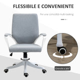 easycomfort easycomfort sedia da ufficio ergonomica altezza regolabile e funzione dondolo poltrona girevole con ruote 62x69x92 100cm grigio bianco
