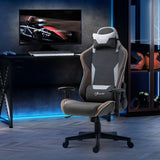 easycomfort sedia da gaming reclinabile a 150 con funzione dondolo poggiatesta e cuscino lombare grigio