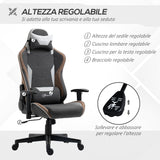 easycomfort sedia da gaming reclinabile a 150 con funzione dondolo poggiatesta e cuscino lombare grigio