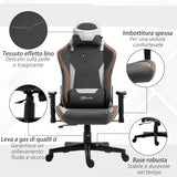 easycomfort sedia da gaming reclinabile a 150 con funzione dondolo poggiatesta e cuscino lombare grigio