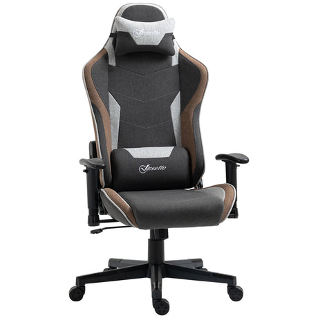 easycomfort sedia da gaming reclinabile a 150 con funzione dondolo poggiatesta e cuscino lombare grigio