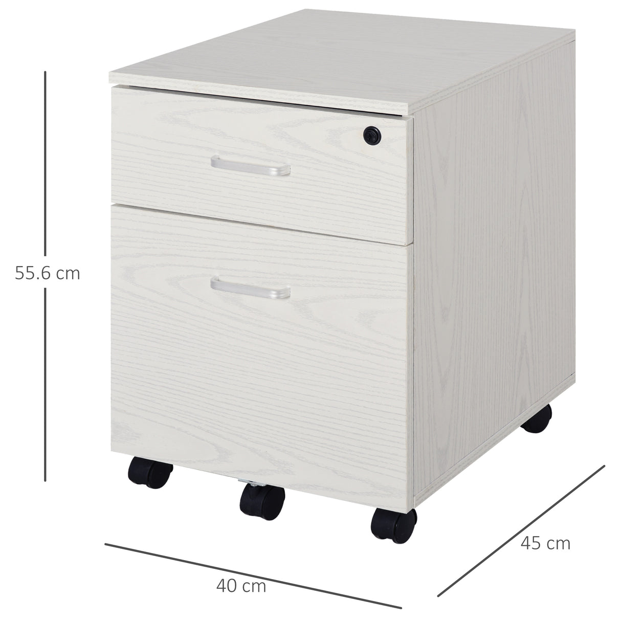 easycomfort easycomfort schedario da ufficio cassettiera per scrivania in legno 2 cassetti serratura con 2 chiavi bianco 40x45x55 6cm ean 8054144133461