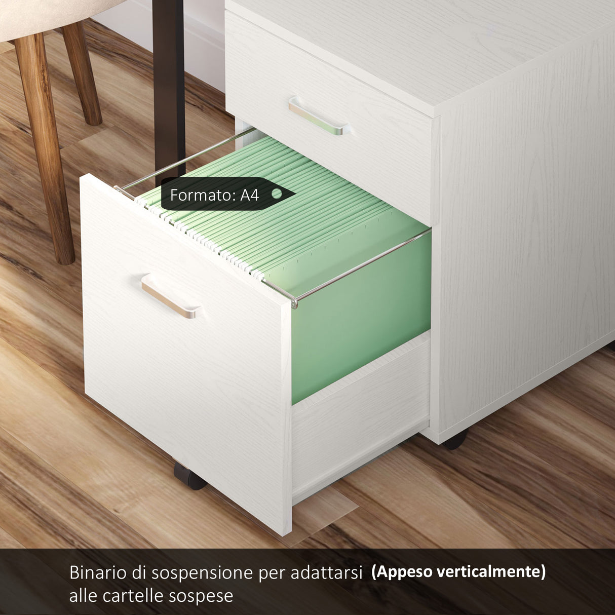 easycomfort easycomfort schedario da ufficio cassettiera per scrivania in legno 2 cassetti serratura con 2 chiavi bianco 40x45x55 6cm ean 8054144133461