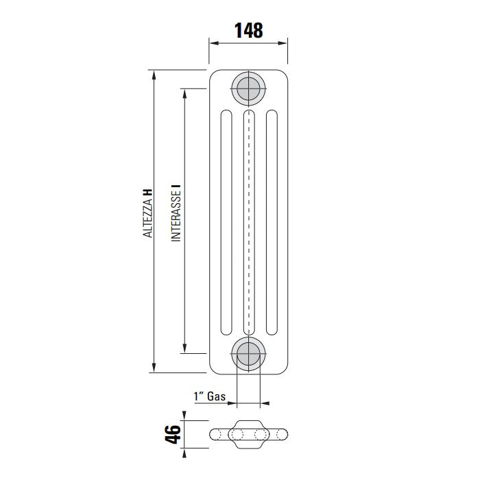 batteria completa radiatore termosifone in acciaio tubolare cordivari ardesia 4 colonne da 3 a 16 elementi h 2000 mm interasse 1944 mm tappi e riduzioni inclusi