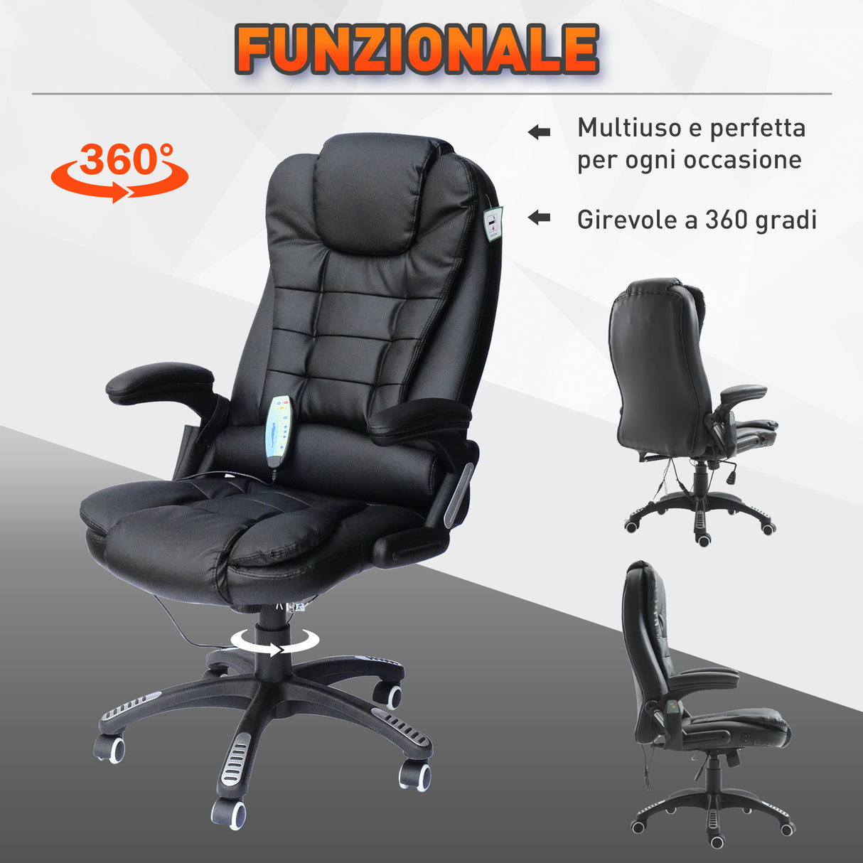 easycomfort easycomfort poltrona massaggiante da ufficio ad altezza regolabile con 6 punti massaggianti in pu 62x68x111 121 cm nera ean 8054144134161