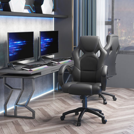 easycomfort easycomfort sedia da gaming ad altezza regolabile sedia da ufficio con funzione a dondolo girevole e reclinabile 71x61x108 118 cm nera