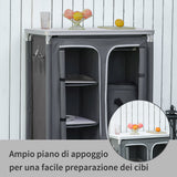 easycomfort easycomfort cucina da campeggio in alluminio con doppio armadietto 3 mensole e sacca di trasporto