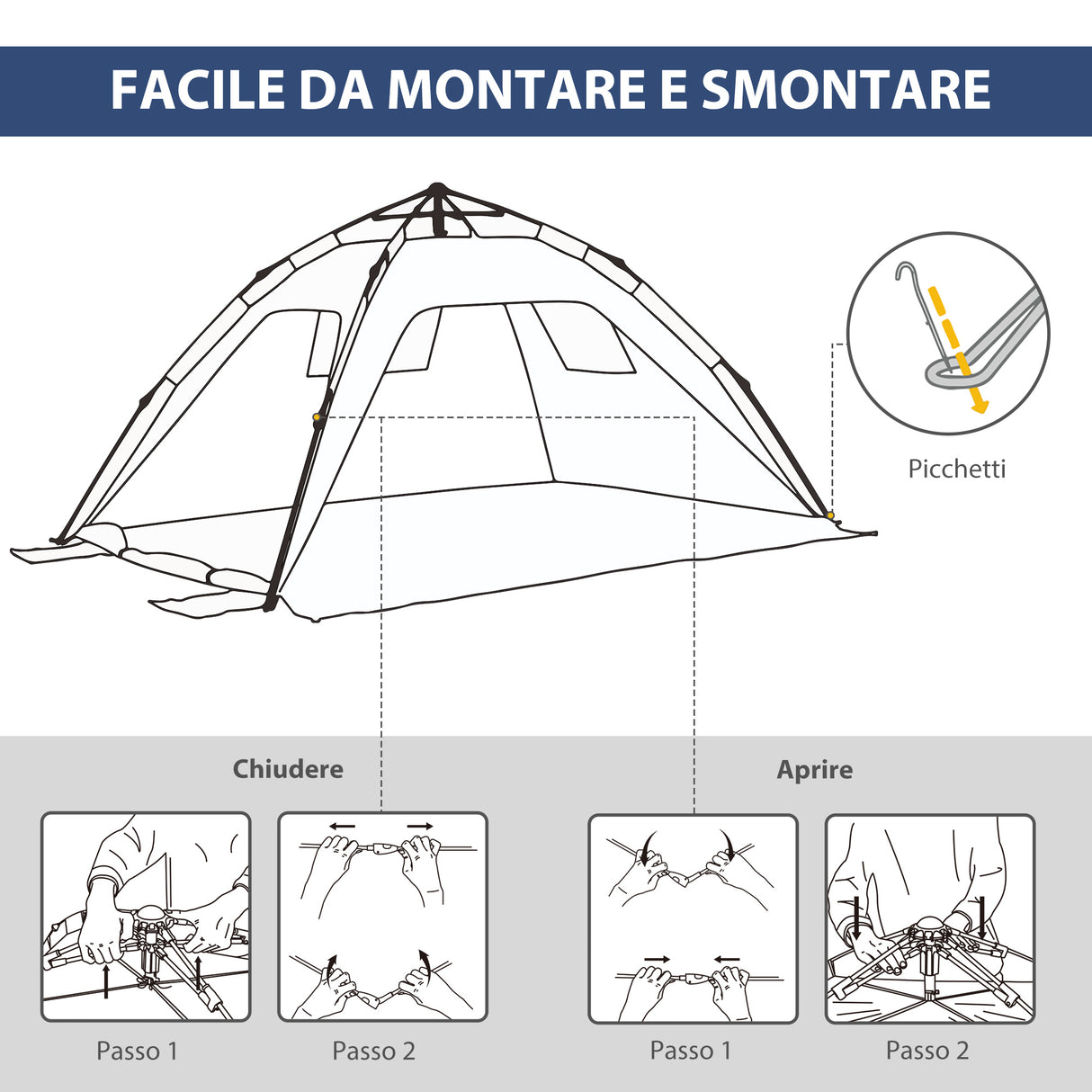 easycomfort easycomfort tenda da spiaggia pop up con finestre traforate e porta richiudibile
