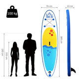 easycomfort easycomfort tavola gonfiabile sup stand up paddle con pagaia regolabile blu 305x76x10cm