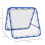 easycomfort easycomfort rete da calcio rebounder pieghevole con angolo regolabile e picchetti 100x95x90 cm blu