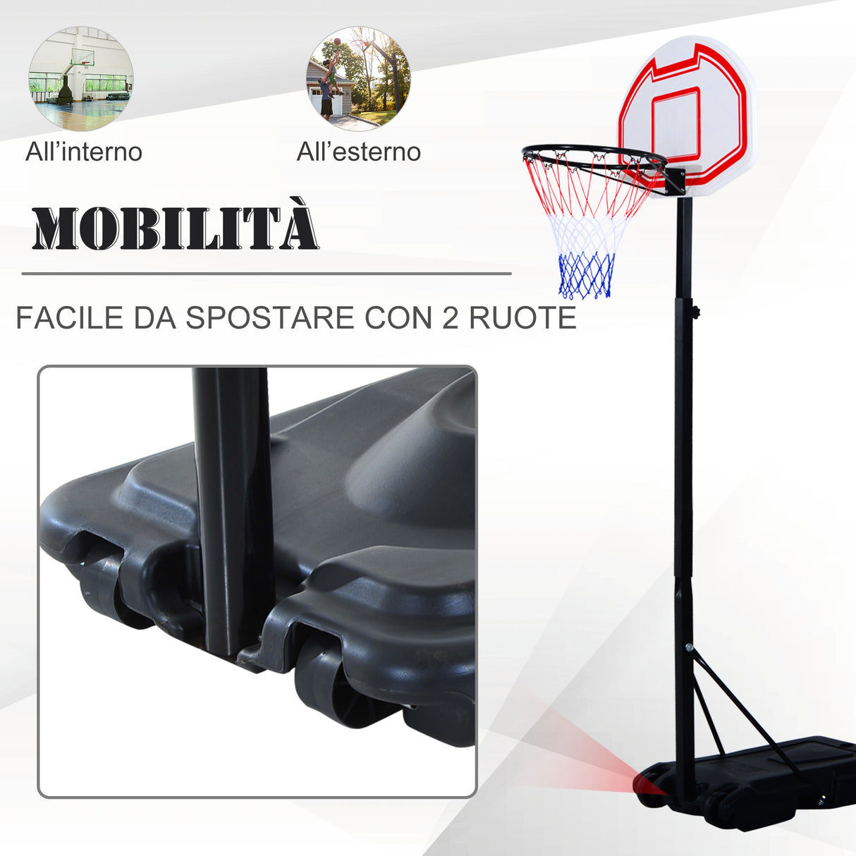 easycomfort canestro da basket da esterno con supporto e altezza regolabile in acciaio