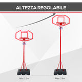 easycomfort easycomfort canestro basket autoportante con altezza regolabile 210 260cm e ruote rosso