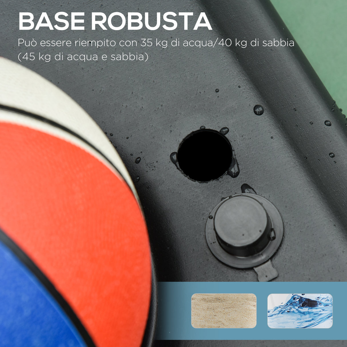 easycomfort canestro basket con altezza regolabile 195 245cm base con ruote e tabellone blu