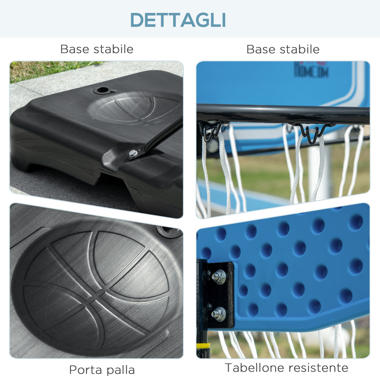 easycomfort canestro basket con altezza regolabile 195 245cm base con ruote e tabellone blu