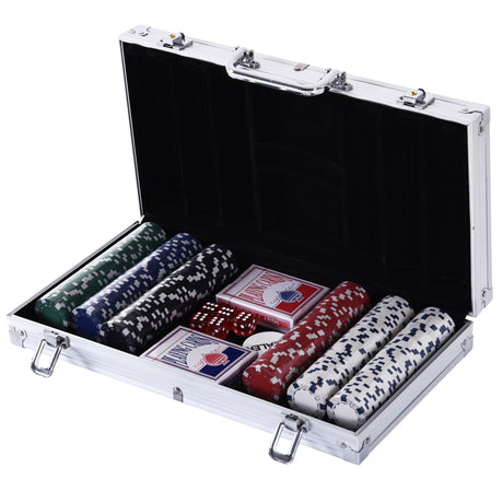 easycomfort valigetta poker professionale in alluminio set con 300 fiches e 2 mazzi per texas hold em e blackjack
