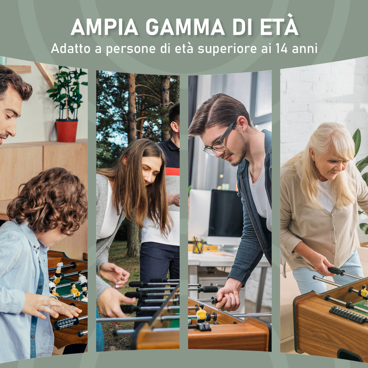 easycomfort calcio balilla pieghevole in legno con 6 aste 18 giocatori e segnapunti 69x37x70cm