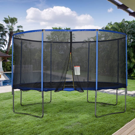 easycomfort easycomfort tappeto elastico per bambini e adulti con rete e bordo imbottito giochi da giardino e casa 426x269cm blu e nero ean 8055776914800