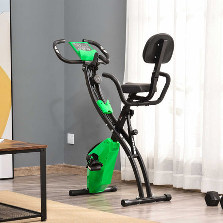 easycomfort easycomfort cyclette pieghevole 2 in 1 resistenza magnetica regolabile 8 livelli bici da fitness con sensore di frequenza cardiaca elastici per braccia schermo lcd verde