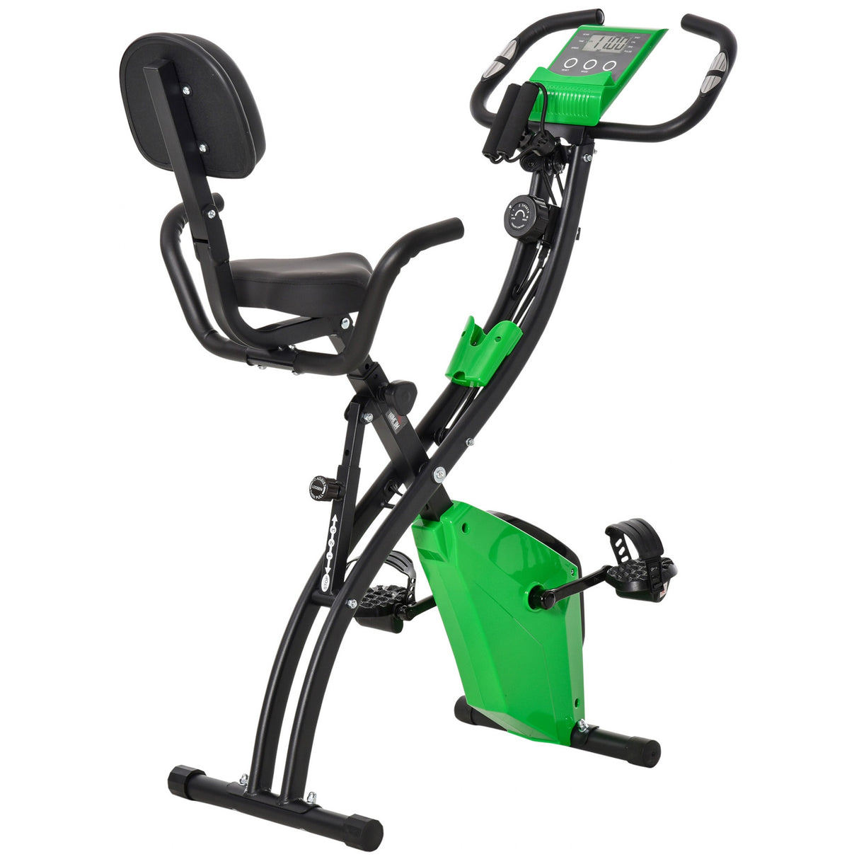 easycomfort easycomfort cyclette pieghevole 2 in 1 resistenza magnetica regolabile 8 livelli bici da fitness con sensore di frequenza cardiaca elastici per braccia schermo lcd verde