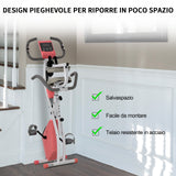 easycomfort cyclette pieghevole 2 in 1 resistenza regolabile su 8 livelli elastici per braccia e schermo lcd 97x51x115cm rosa