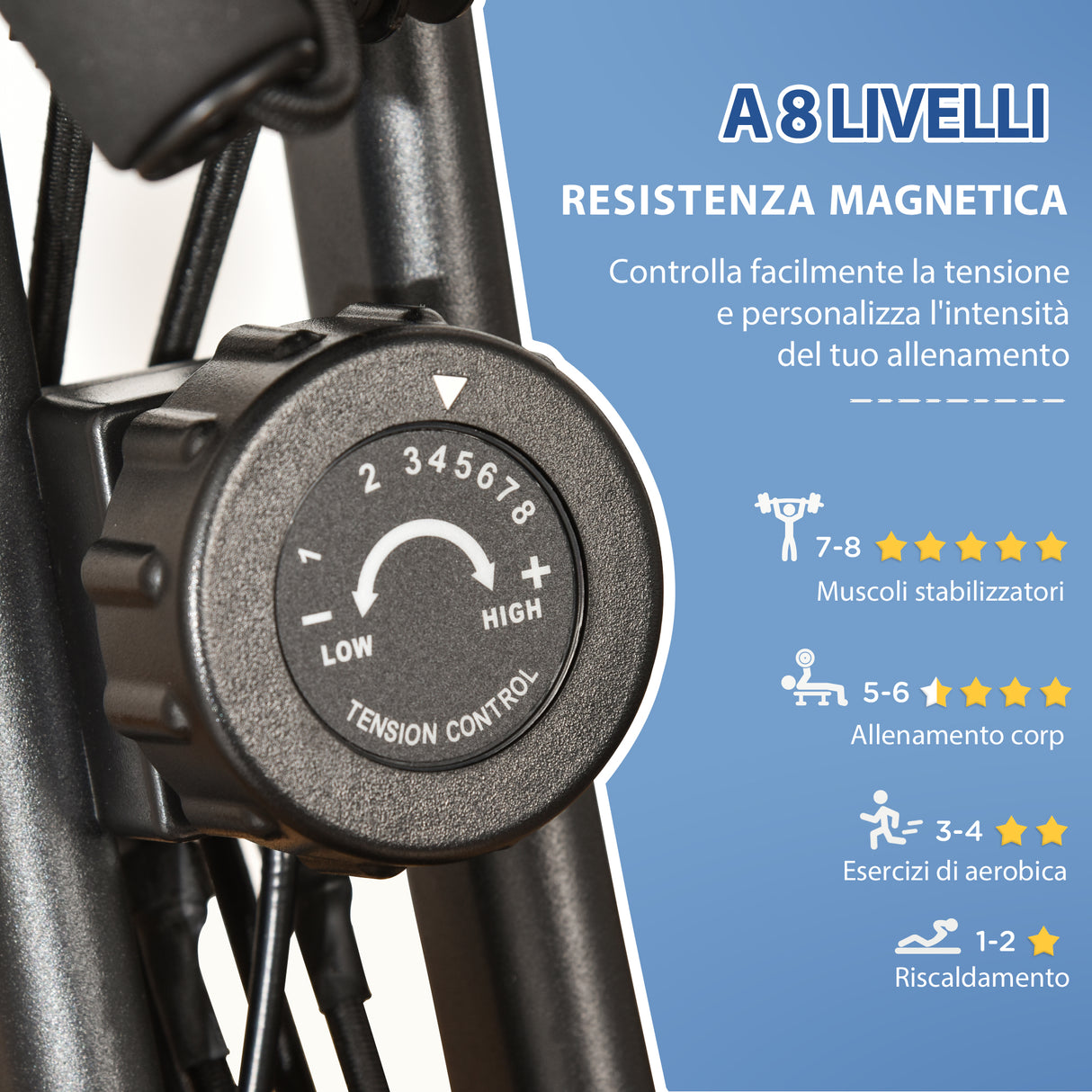 easycomfort easycomfort cyclette pieghevole in acciaio con maniglie e bande elastiche