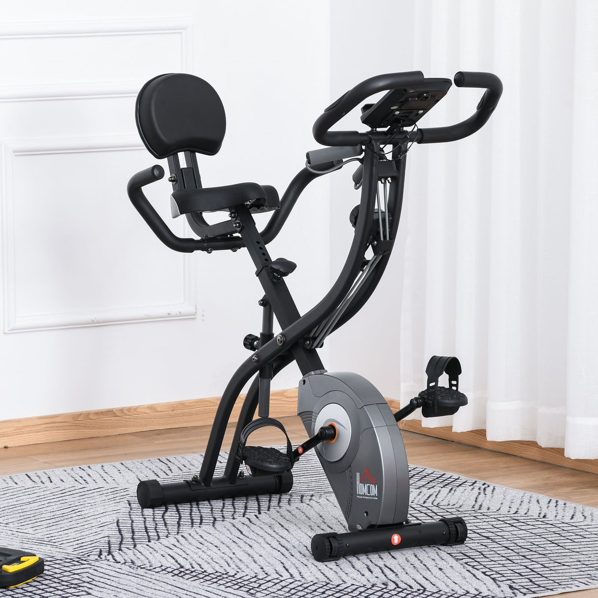 easycomfort easycomfort cyclette pieghevole con schienale bande elastiche e display lcd grigia