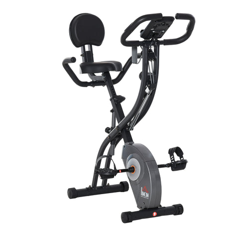 easycomfort easycomfort cyclette pieghevole con schienale bande elastiche e display lcd grigia