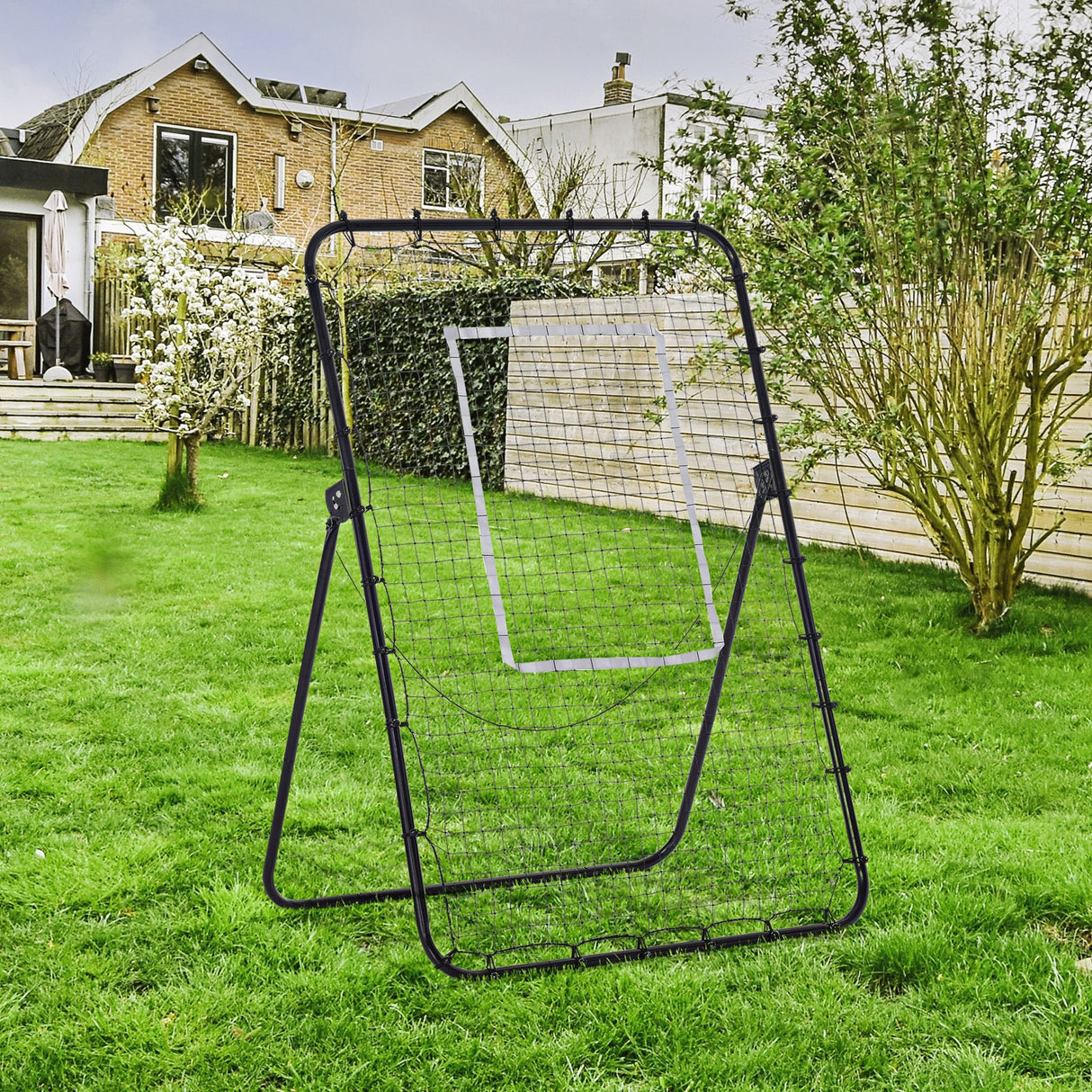 easycomfort easycomfort rete da calcio rebounder pieghevole con bersaglio altezza e angolazione regolabili metallo e pe 123x73x178 5cm nero