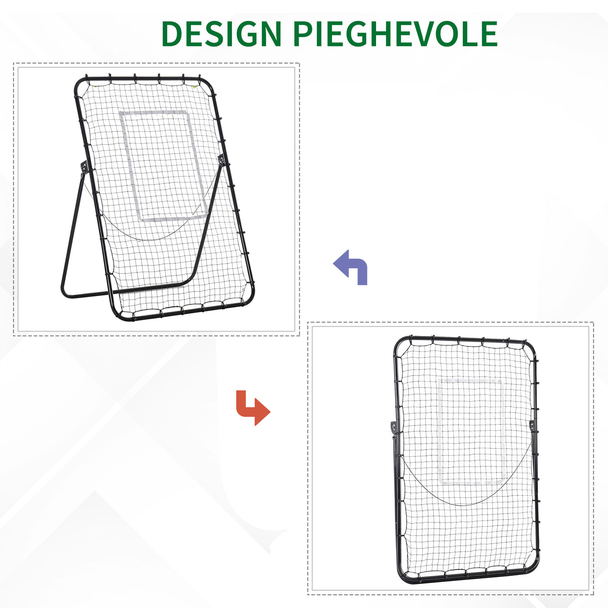 easycomfort easycomfort rete da calcio rebounder pieghevole con bersaglio altezza e angolazione regolabili metallo e pe 123x73x178 5cm nero