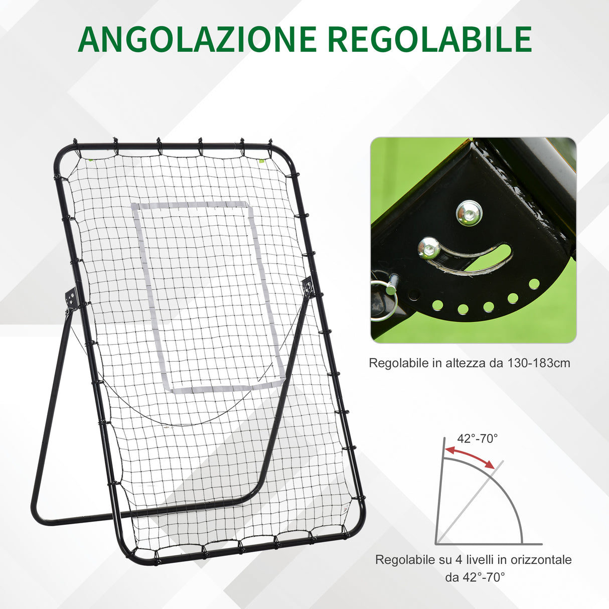 easycomfort easycomfort rete da calcio rebounder pieghevole con bersaglio altezza e angolazione regolabili metallo e pe 123x73x178 5cm nero