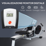 easycomfort vogatore a 12 resistenze con monitor digitale e struttura in alluminio acciaio e abs 160x61x50 cm