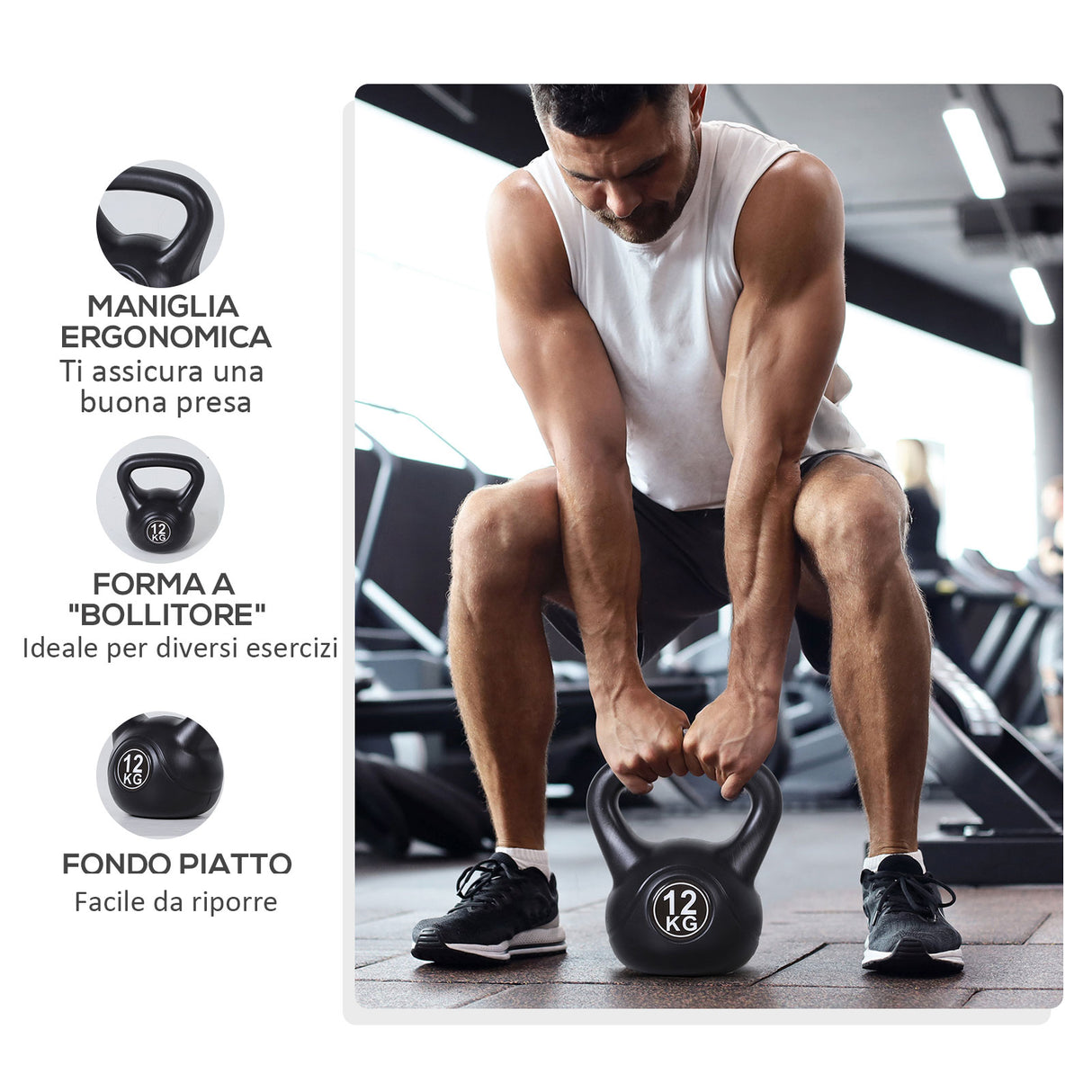 easycomfort easycomfort kettlebell 12 kg per allenamento cross training nero