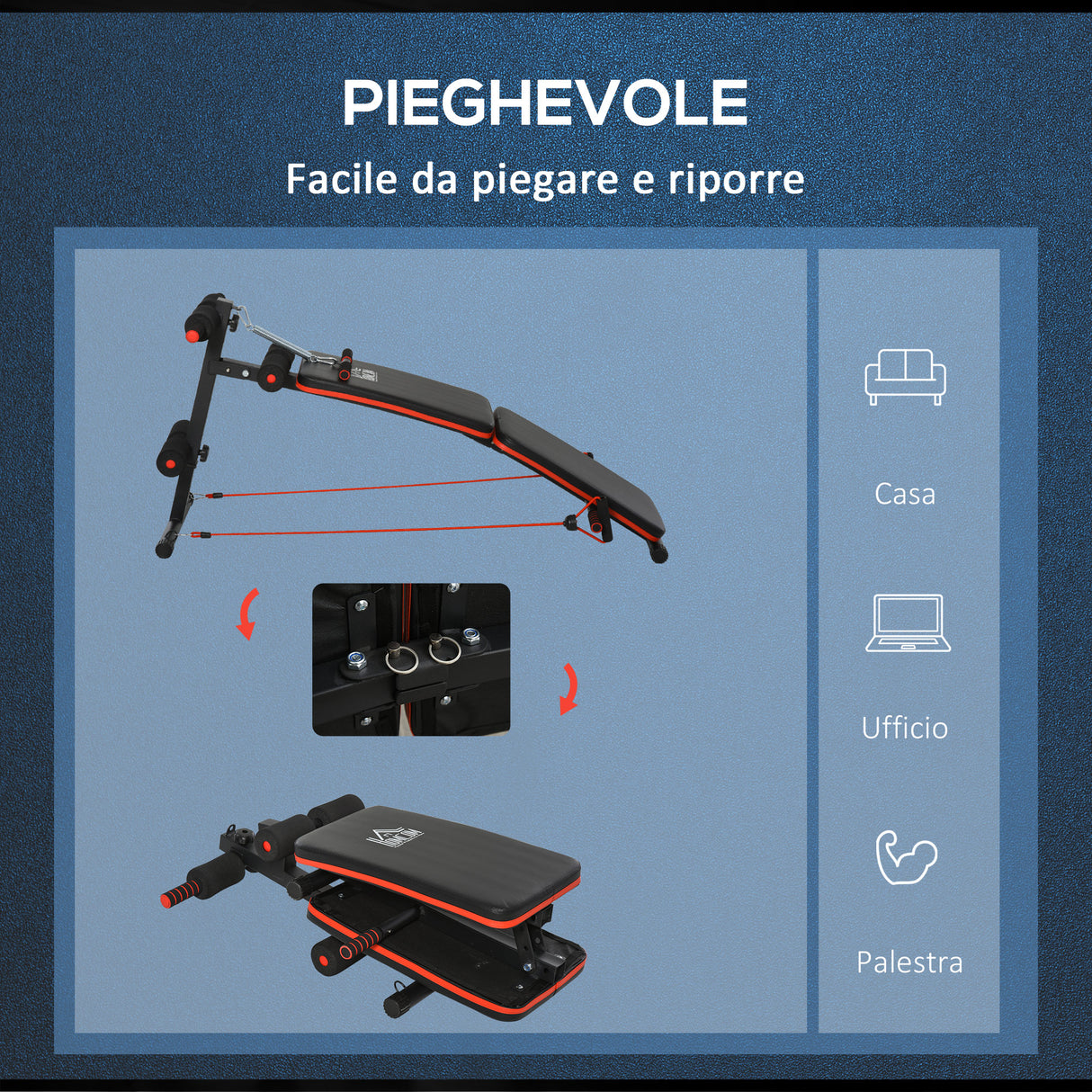 easycomfort easycomfort panca per addominali pieghevole e regolabile con imbottitura nera e rossa