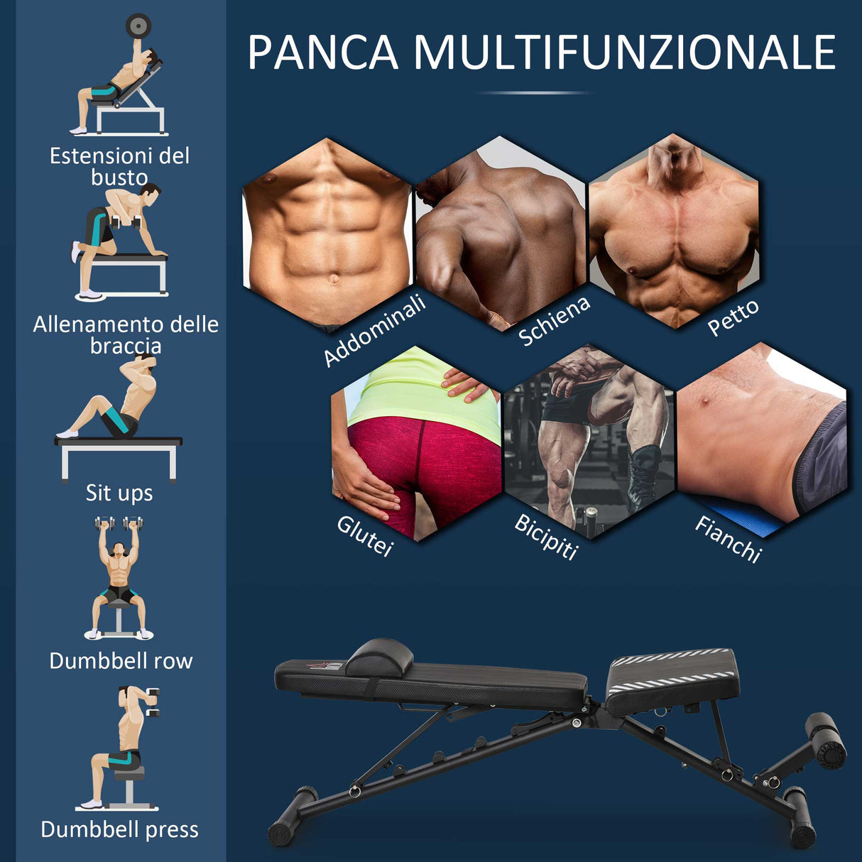 easycomfort easycomfort panca pesi multifunzione per palestra pieghevole e regolabile 145x55x41 114cm nero