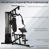 easycomfort easycomfort stazione fitness con pesi da 45kg in acciaio per allenamento a casa 170x104x205cm nero