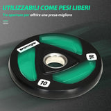 easycomfort set di 2 dischi pesi da 10kg in acciaio con rivestimento in gomma per bilanciere