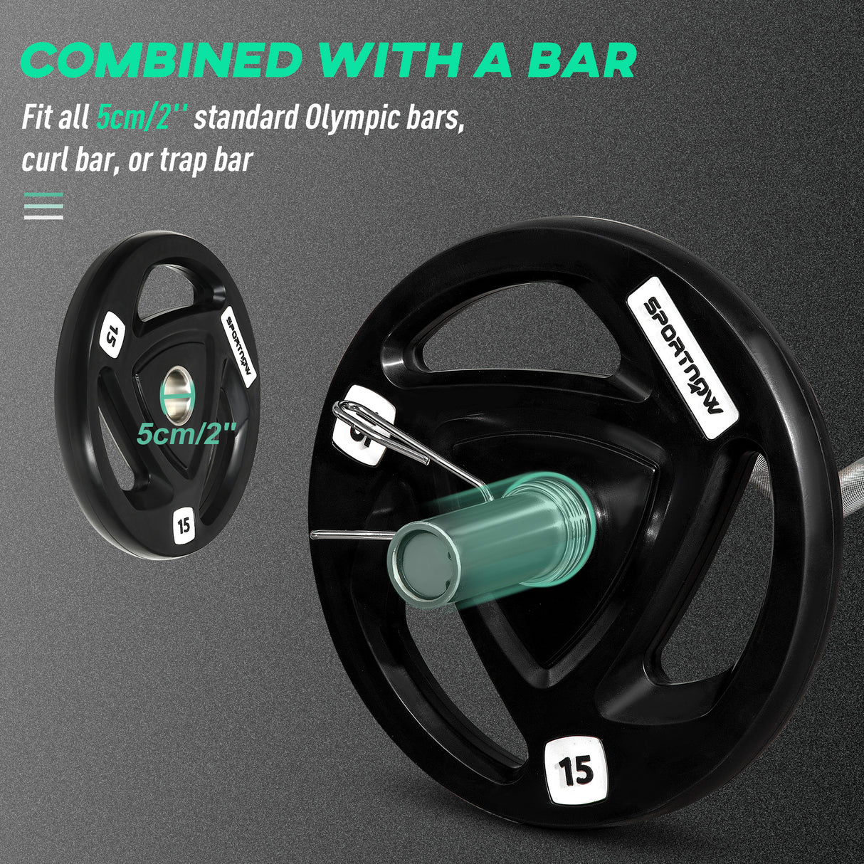 easycomfort set di 2 dischi pesi da 15kg in acciaio con rivestimento in gomma per bilanciere